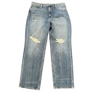 Hudson Jade Jeans 34‎ Distressed Straight Leg Relaxed Fit Mid Wash Denim Western
